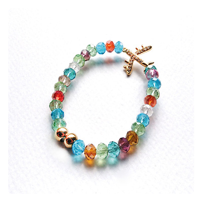 Pulsera en murano con dije de avión. Avión brillantes regalo mujer