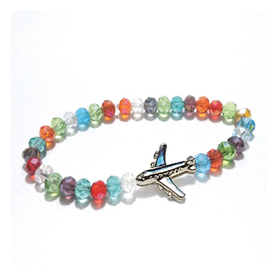 Pulsera en murano con dije de avión